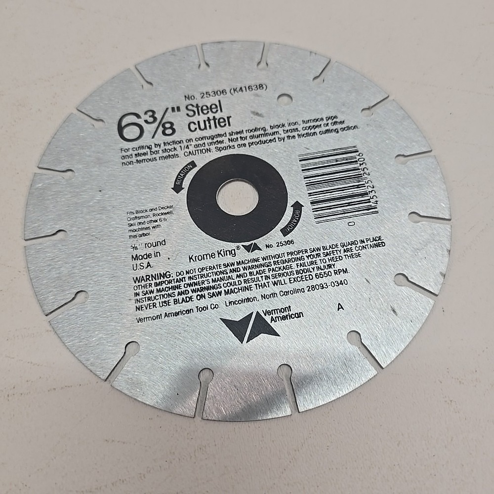 VTG Vermont American Krome King No.‎ 25306 Roofing Circular Saw Blade 6-3/8" USA
